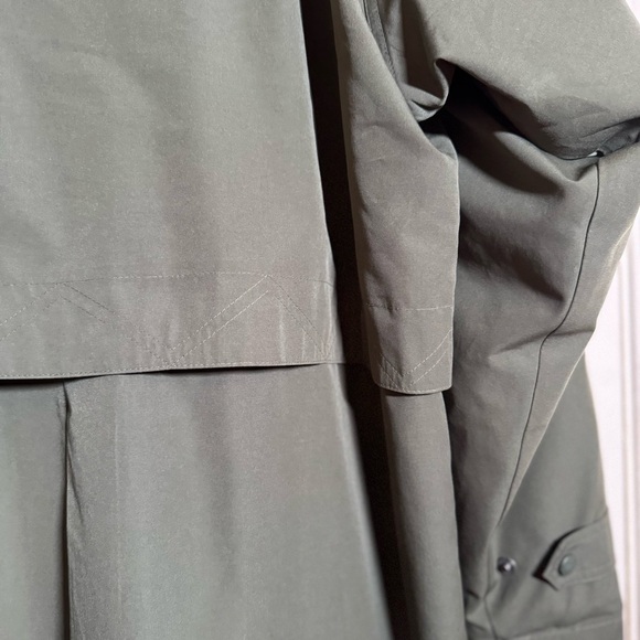 LL Bean Long Trench Coat Hooded Women’s Removable Wool Liner Army Green Lg - Picture 11 of 16